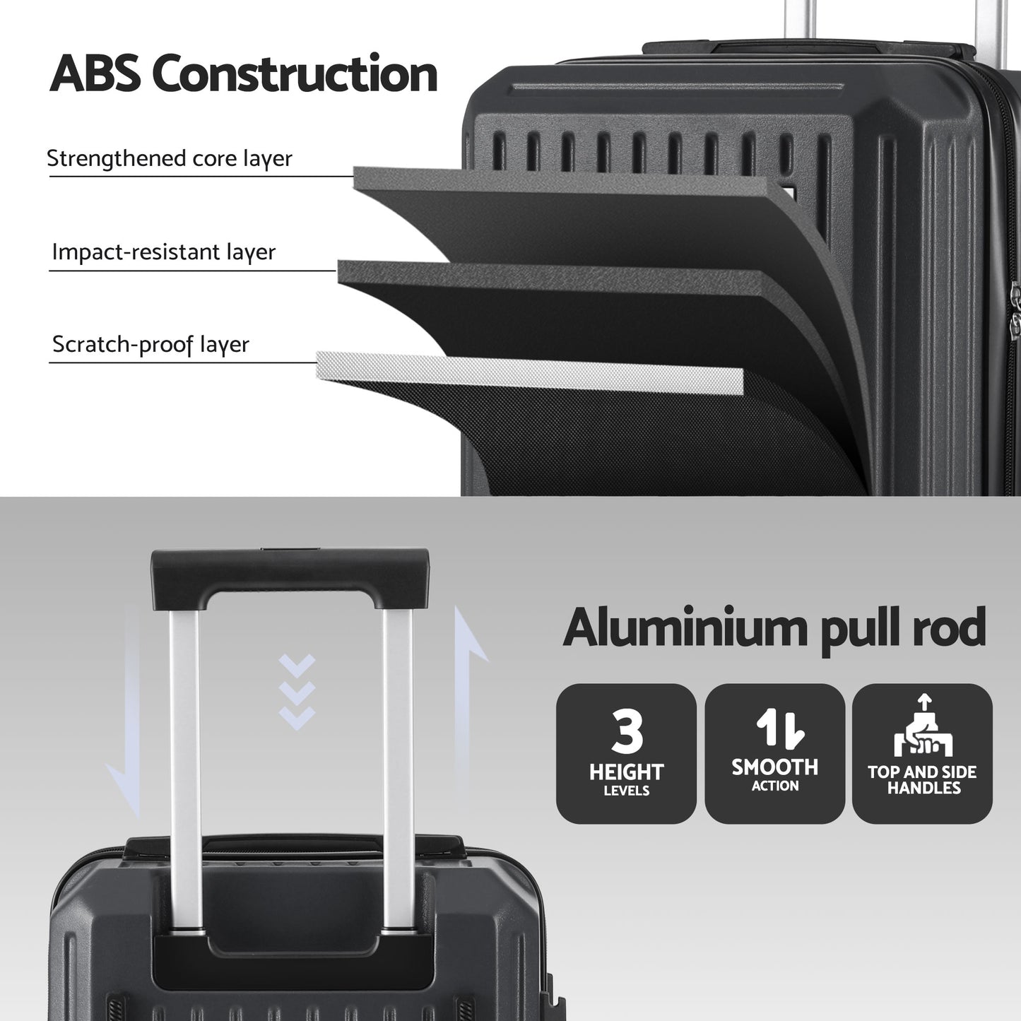 Wanderlite 20" Trunk Luggage Suitcase Travel Carry On TSA Lock Black - Image 8