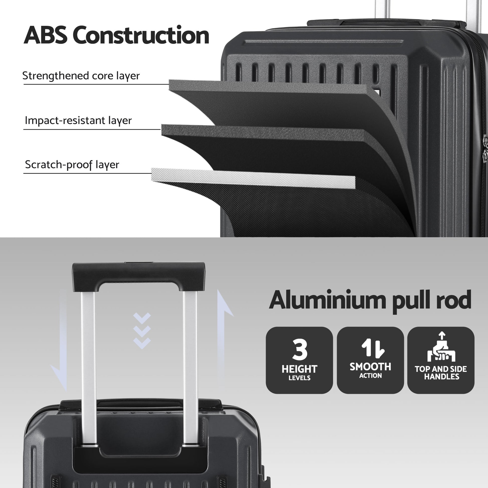 Wanderlite 20" Trunk Luggage Suitcase Travel Carry On TSA Lock Black - Image 8