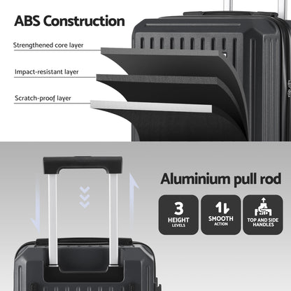 Wanderlite 20" Trunk Luggage Suitcase Travel Carry On TSA Lock Black - Image 8