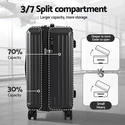 Wanderlite 4pcs Trunk Luggage Suitcase Set Travel Carry On TSA Lock Black - Image 4