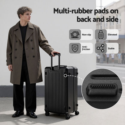 Wanderlite 4pcs Trunk Luggage Suitcase Set Travel Carry On TSA Lock Black - Image 9