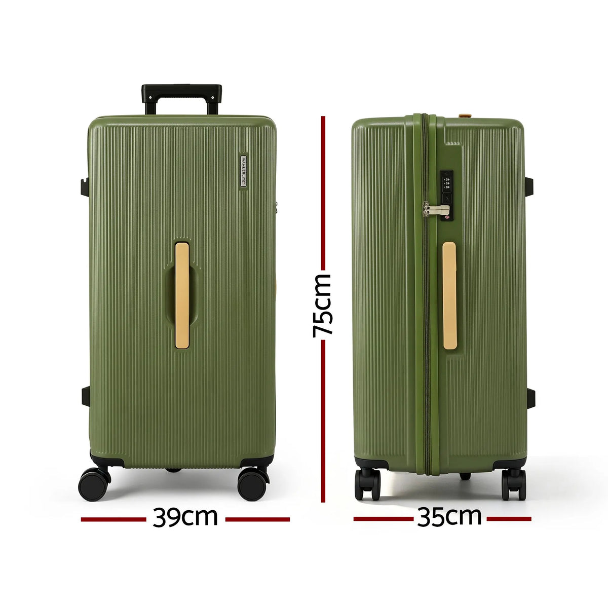 Wanderlite 28" Modern Vertical Trunk Luggage Suitcase Travel 5 Wheels Type-C TSA Olive Green - Image 2