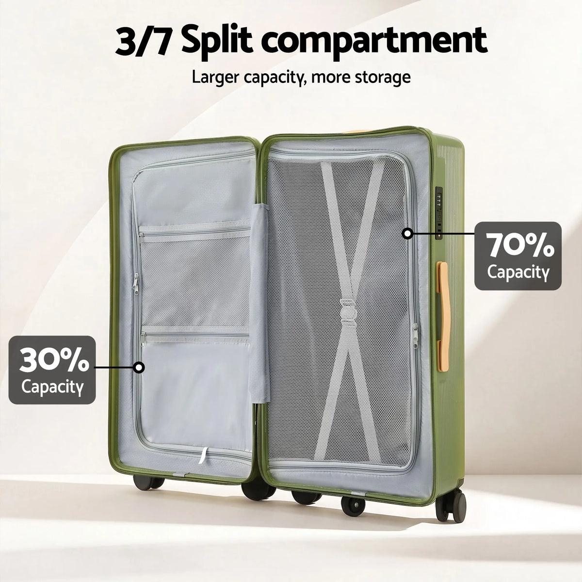 Wanderlite 28" Modern Vertical Trunk Luggage Suitcase Travel 5 Wheels Type-C TSA Olive Green - Image 5