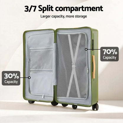 Wanderlite 28" Modern Vertical Trunk Luggage Suitcase Travel 5 Wheels Type-C TSA Olive Green - Image 5