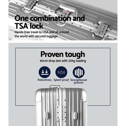 Wanderlite 28 Inch Luggage with TSA Lock Stainless�Steel�Wrapped�Corners Hard Shell Travel Suitcase Luggage Case Silver - Image 5