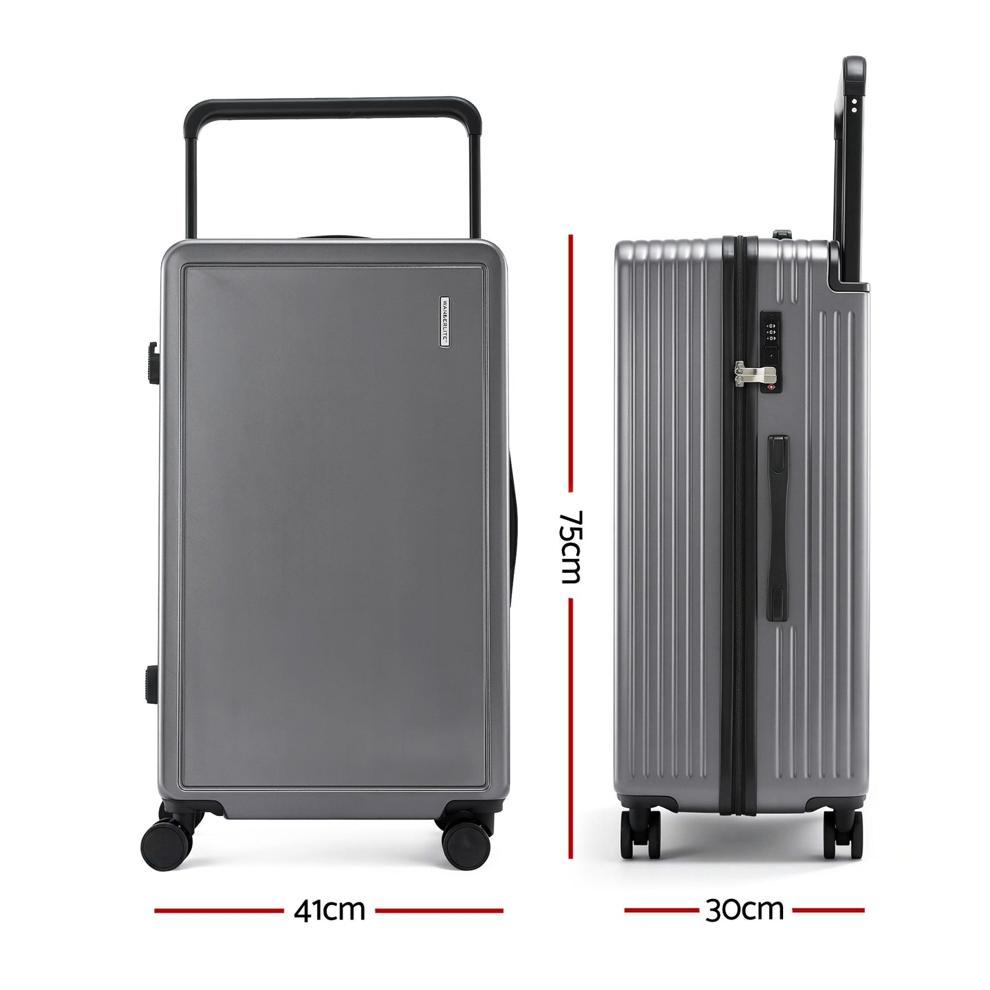 Wanderlite 28" Wide Handle Luggage Suitcase Travel TSA Lock Anthracite Grey - Image 2