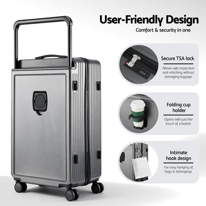 Wanderlite 28" Wide Handle Luggage Suitcase Travel TSA Lock Anthracite Grey - Image 6