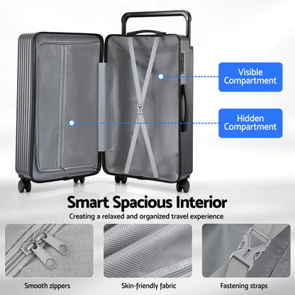 Wanderlite 28" Wide Handle Luggage Suitcase Travel TSA Lock Anthracite Grey - Image 8