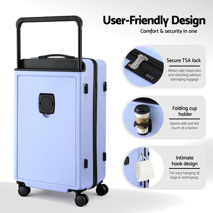 Wanderlite 28" Wide Handle Luggage Suitcase Travel TSA Lock Light Blue - Image 6