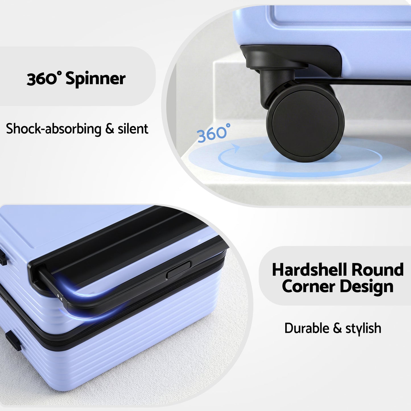 Wanderlite 28" Wide Handle Luggage Suitcase Travel TSA Lock Light Blue - Image 7