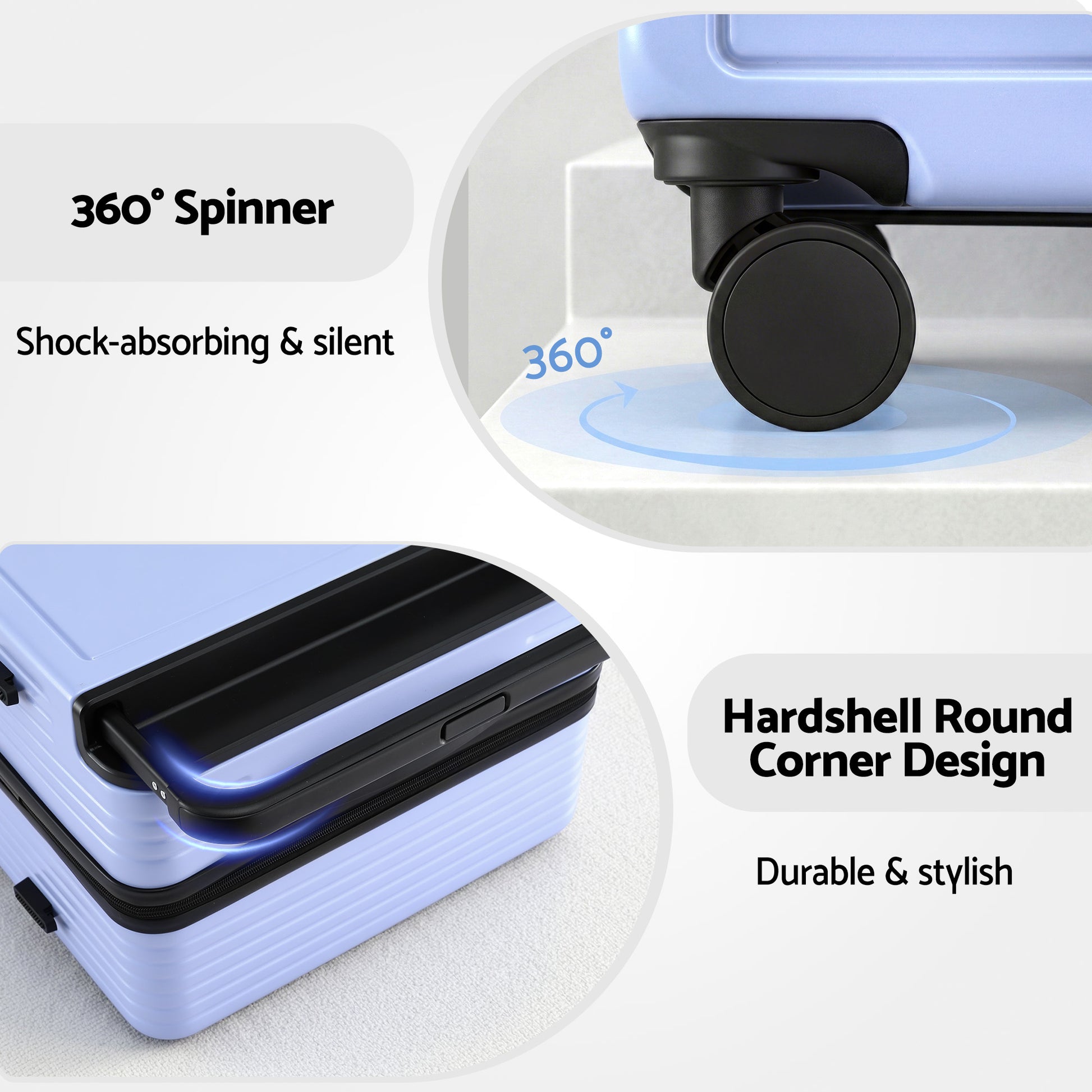 Wanderlite 28" Wide Handle Luggage Suitcase Travel TSA Lock Light Blue - Image 7