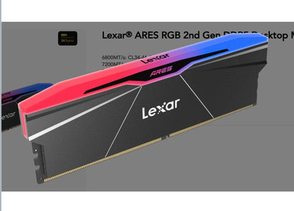 Lexar LD5U24G76C38BR-RGD ARES 2nd Gen U-DIMM DDR5 7600 48GB Kit (24GB*2), CL38,  RGB Black,  dual... - Image 4