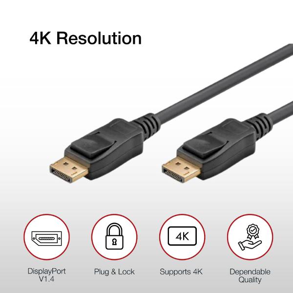 Shintaro 1m DisplayPort to DisplayPort Cable V1.4 - 4K, Secure Lock Connector - Display Accessories - Image 4