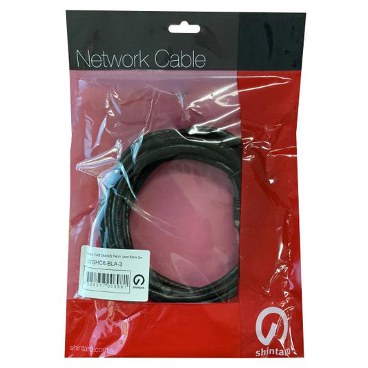 Shintaro Cat6 24 AWG Patch Lead Black 5m - High Quality Ethernet Cable for Wired Networks - Netwo...