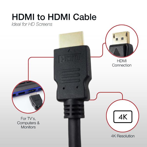 Shintaro HDMI V2.0 1m Cable - 4K Support for TVs & Computers, Durable Black Design - Display Acce... - Image 3