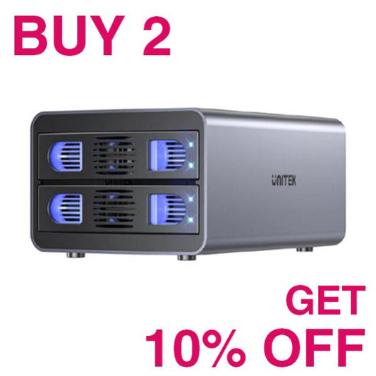 KIT - BUY 2 x Unitek USB 3.2 USB-C 10Gbps 2-Bay SATA HDD RAID Enclosures, GET 10% Off Reseller Pr...