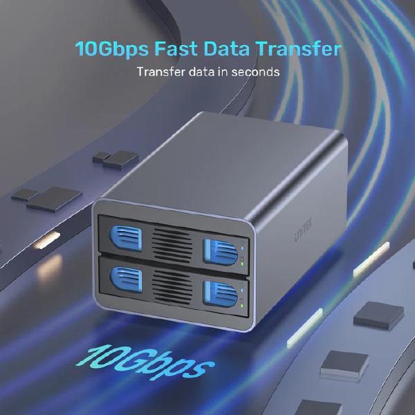 Unitek USB3.2 Type-C 10GB/SATA 2 BAY SATA HDD RAID ENCLOSURE - Hard Drive Enclosures - Image 2