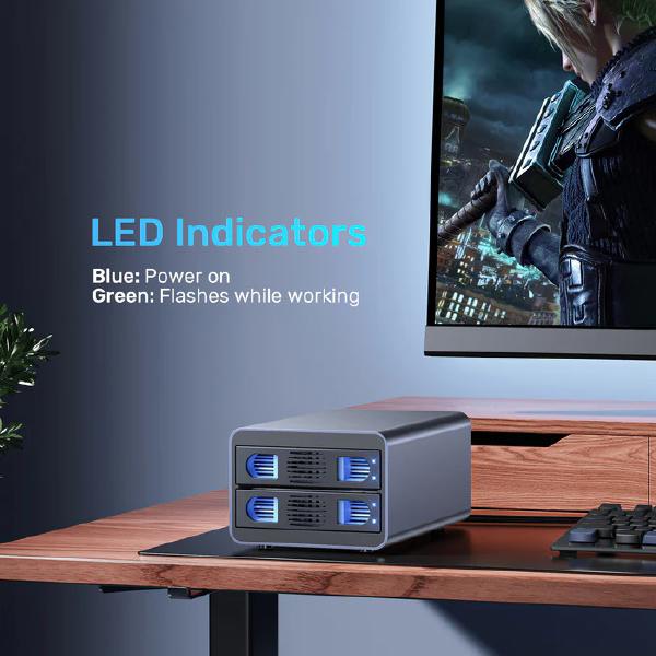 Unitek USB3.2 Type-C 10GB/SATA 2 BAY SATA HDD RAID ENCLOSURE - Hard Drive Enclosures - Image 4
