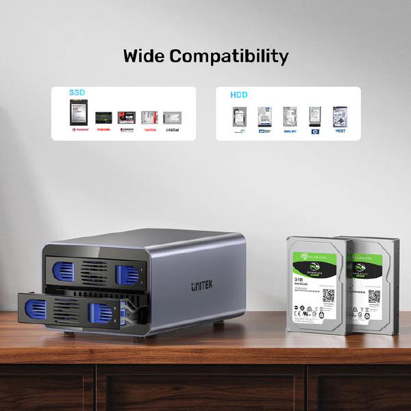Unitek USB3.2 Type-C 10GB/SATA 2 BAY SATA HDD RAID ENCLOSURE - Hard Drive Enclosures - Image 7