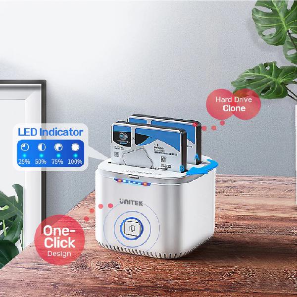 Unitek USB-C to 2.5" Dual SATA 6G Hard Disk Docking Station with Offline Clone, AU 5V2A Power Ada... - Image 4