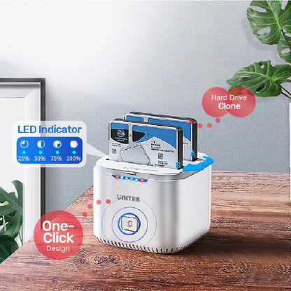 Unitek USB-C to 2.5" Dual SATA 6G Hard Disk Docking Station with Offline Clone, AU 5V2A Power Ada... - Image 4