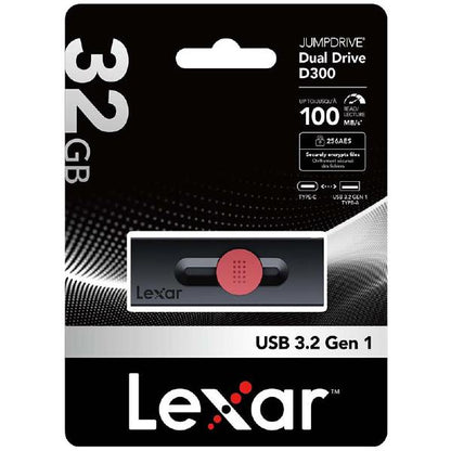 Lexar JumpDrive D300 OTG USB 3.1 USB Type-C and USB Type-A 32GB ,  5 year Warranty. - USB Pocket...