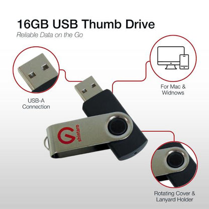 Shintaro 16GB Rotating USB 3.2 Pocket Disk - Fast Transfer & USB 2.0 Compatible - USB Pocket Drive - Image 3