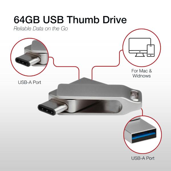 Shintaro 64GB Mini Dual Port Pocket Disk Drive - High-Speed Dual USB-C & USB-A, USB 3.0 Portable... - Image 7