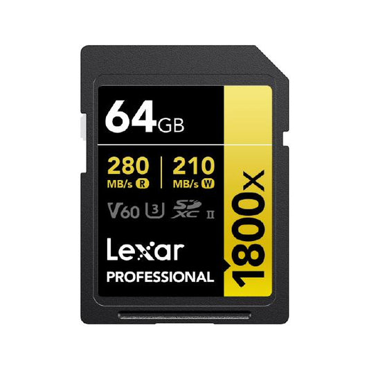 Lexar 64GB Professional, 1800x SDXC UHS-II Gold Series Memory Card - 280MB/s, 10 Years Warranty...