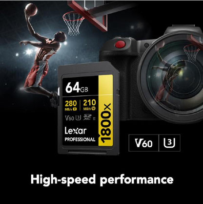 Lexar 64GB Professional, 1800x SDXC UHS-II Gold Series Memory Card - 280MB/s, 10 Years Warranty... - Image 2