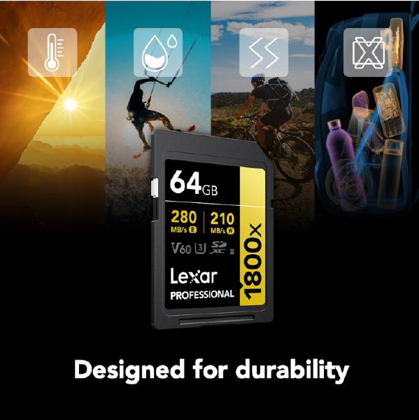 Lexar 64GB Professional, 1800x SDXC UHS-II Gold Series Memory Card - 280MB/s, 10 Years Warranty... - Image 4
