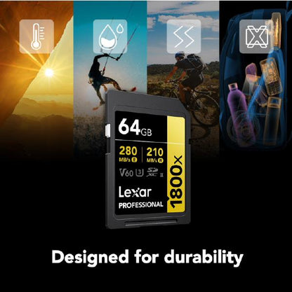 Lexar 64GB Professional, 1800x SDXC UHS-II Gold Series Memory Card - 280MB/s, 10 Years Warranty... - Image 4