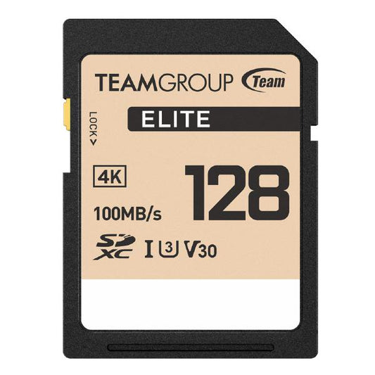 Team Group Elite SDXC UHS-I U3 High Speed Memory Card 128GB, R/W (Max) 100MB/s 50MB/s, V30 - Digi...