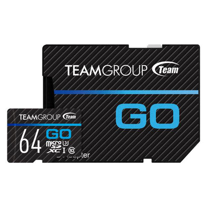 Team Group Go 4K MicroSDXC Memory Card 64GB, R/W (Max) 100MB/s 50MB/s, V30, UHS-I U3 With SD Adap...