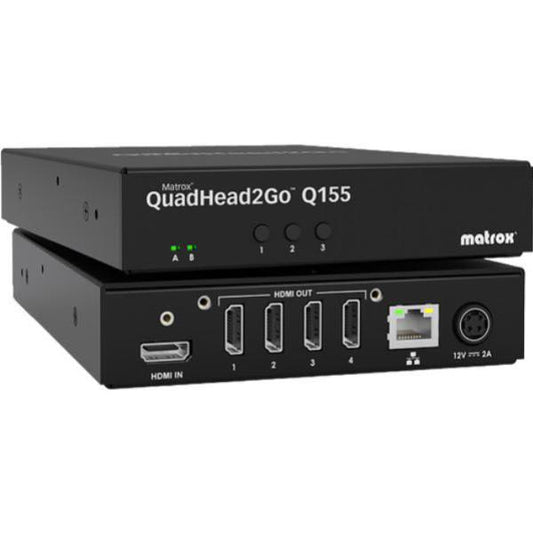 Matrox QuadHead2Go Q155 HDMI Multi-Monitor Controller Appliance, 4x HDMI, 1x RJ45, 3 YR WTY - Gra...