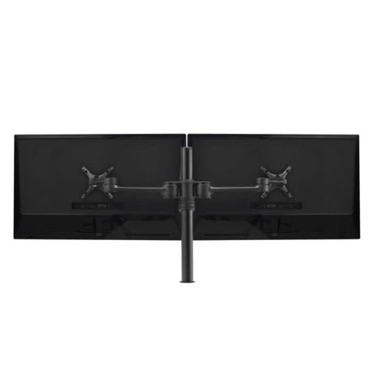 Atdec Dual Monitor Swing Arms Mount on Post. Up to 32", Max load: 8kg (flat), 5.5kg (curved), Bolt-Through and F-Clamp, VESA up to 100x100. Black.