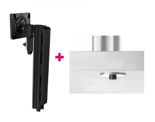 Atdec AWMS-1340 130mm Arm on 400mm Post. 12kg  Flat Screens, 10kg Curved Screens, Bolt-Through Desk Fixing, Black