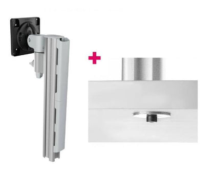 Atdec AWMS-1340 130mm Arm on 400mm Post. 12kg  Flat Screens, 10kg Curved Screens, Bolt-Through Desk Fixing, Silver
