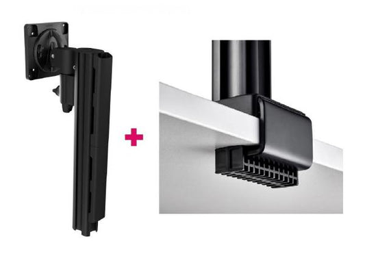 Atdec AWMS-1340 130mm Arm on 400mm Post. 12kg  Flat Screens, 10kg Curved Screens, C Clamp Desk Fixing, Black
