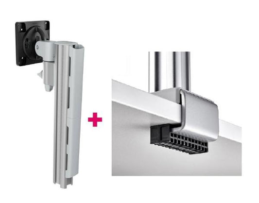 Atdec AWMS-1340 130mm Arm on 400mm Post. 12kg  Flat Screens, 10kg Curved Screens, C Clamp Desk Fixing, Silver