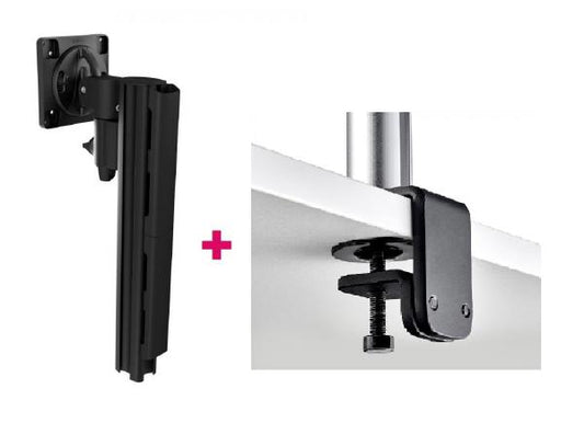 Atdec AWMS-1340 130mm Arm on 400mm Post. 12kg  Flat Screens, 10kg Curved Screens, F Clamp Desk Fixing, Black