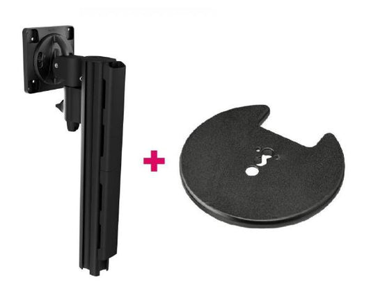 Atdec AWMS-1340 130mm Arm on 400mm Post. 12kg  Flat Screens, 10kg Curved Screens, Grommet Clamp Desk Fixing, Black