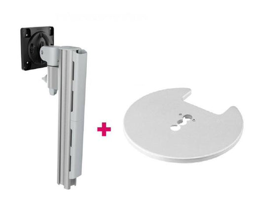 Atdec AWMS-1340 130mm Arm on 400mm Post. 12kg  Flat Screens, 10kg Curved Screens, Grommet Clamp Desk Fixing, Silver