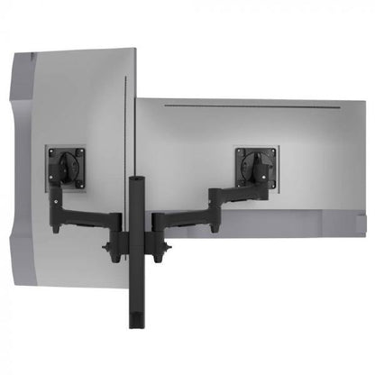 Atdec AWMS-2-4640 Dual Monitor Swing Arms on 400mm Post. Max Load: 12kg (flat), 10kg (curved), F-Clamp Desk Fixing, VESA up to 100x100. Black.