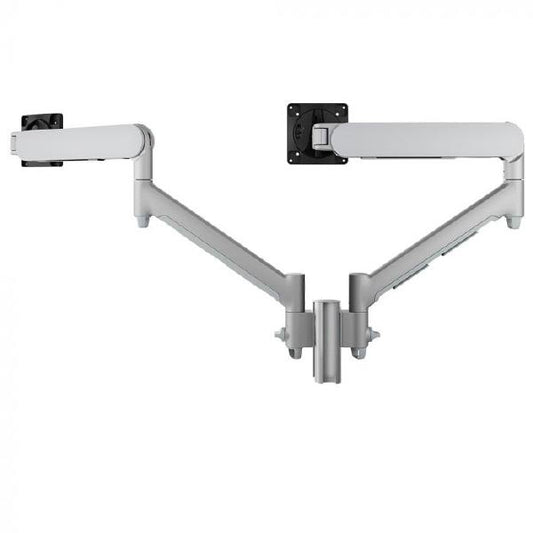 Atdec AWMS-2-D13 Dual Dynamic Monitor Arms on 135mm Post. Max Load: 8kg, F-Clamp Desk Fixing VESA up to 100x100. Silver.