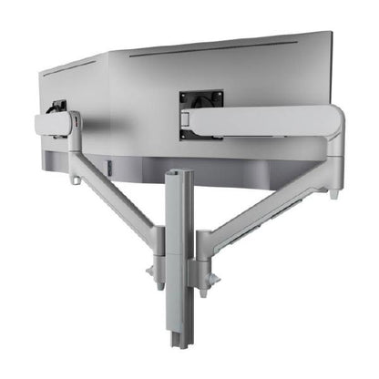 Atdec AWMS-2-D40 Dual Dynamic Monitor Arms on 400mm Post. Max Load: 8kg, Grommet Clamp Desk Fixing, VESA up to 100x100. Silver.