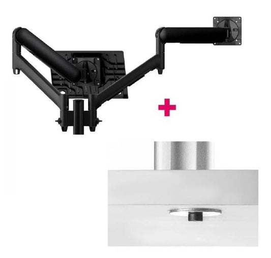 Atdec AWMS-2-ND13 Laptop-Monitor Combo Mount on 135mm Post. Max Load: 8kg, Bolt-Through Desk Fixing, VESA up to 100x100. Black