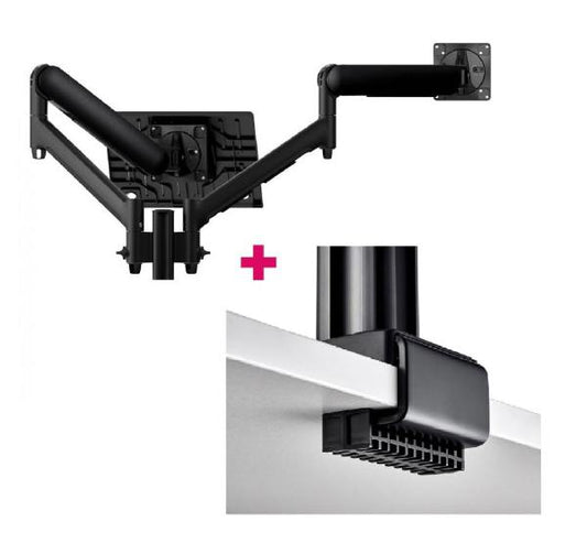 Atdec AWMS-2-ND13 Laptop-Monitor Combo Mount on 135mm Post. Max Load: 8kg, C-Clamp Desk Fixing, VESA up to 100x100. Black