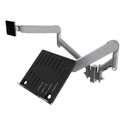Atdec AWMS-2-ND13 Laptop-Monitor Combo Mount on 135mm Post. Max Load: 8kg, C-Clamp Desk Fixing, VESA up to 100x100. Silver