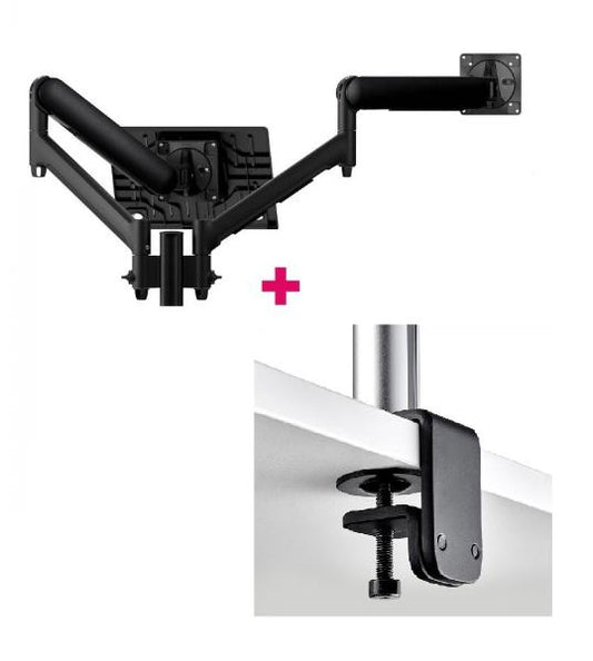 Atdec AWMS-2-ND13 Laptop-Monitor Combo Mount on 135mm Post. Max Load: 8kg,  F-Clamp Desk Fixing, VESA up to 100x100. Black